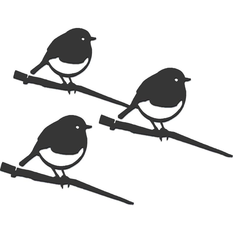 Oiseaux à planter mini rouge -gorge en acier corten (Lot de 3)