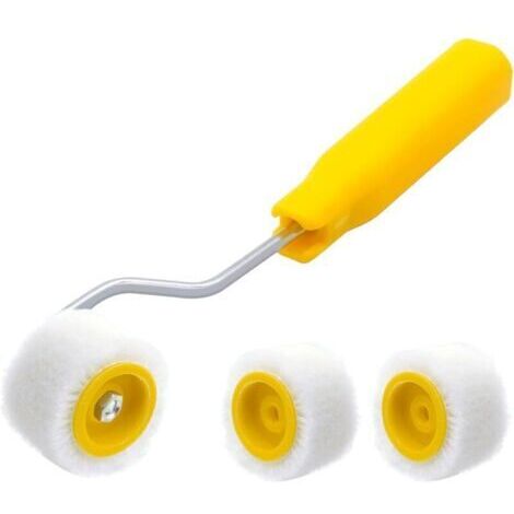 Mini rouleaux de peinture de 1,2 cm pour retouches sur les bords ou les coins, petits pinceaux en laine, petit outil de peinture (1 pinceau + 3 rouleaux)
