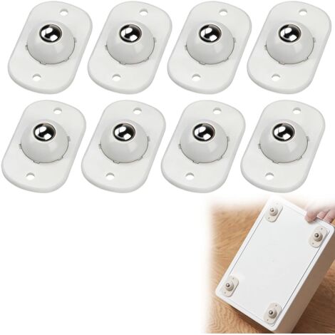Mini Roulettes Auto-adhésives 8 Pcs Blanc, 360° Rotation Lisse et Silencieuse, ABS+Acier Inoxydable, pour Meubles, Petit Électroménager et Accessoires Maison