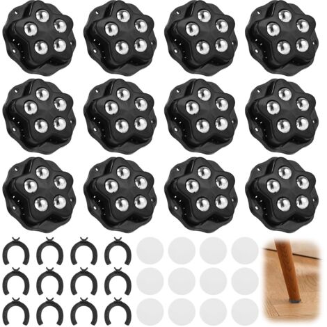 Mini roulettes pour meubles – 12 PCS roulettes à 5 billes, capacité 300KG, 360° pivotantes, auto-adhésives & à vis
