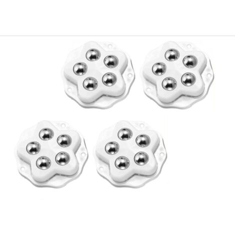 Mini roulettes pour meubles. 4 roulettes à 5 billes chacune, capacité de charge de 300 kg, avec adhésif et vis. Roulette universelle 360 degrés, robuste (Blanc 4 pièces)