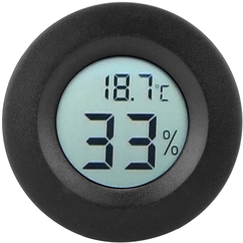 Image of Mini-Rund-Digital-LCD-Thermometer/Hygrometer für Innenräume, Schwarz