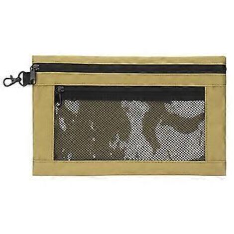 Mini sacoche à outils kaki en tissu Oxford avec organiseur intégré (30,5 x 19,5 cm), idéale pour ranger outils électriques, quincaillerie et outils d'entretien.