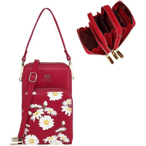 Mini sacoche de téléphone pour femme (vin rouge)