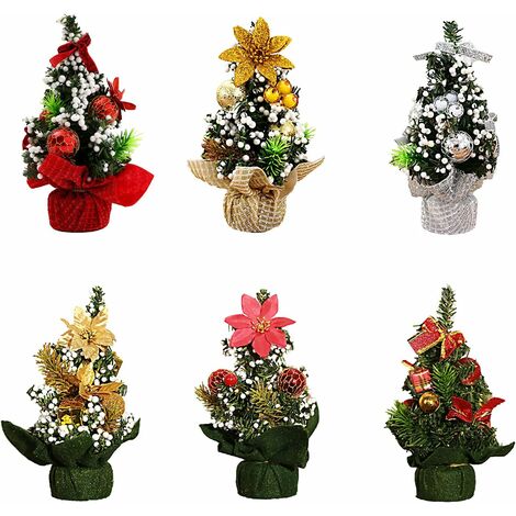 6 Pcs Sapin de Noël Miniature Mini Sapin de Noël Artificiel Mini Sisal Arbres avec Base en Bois Arbre de Noël Miniature Idéal pour Décoration Noël Chambre Loisir Créatif de Noël 4 Tailles