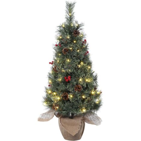 MINI Sapin de Noël Artificiel 90 cm Vert - PVC  - Décoration de Fête pour Noël - 78 LED  à 8 Modes