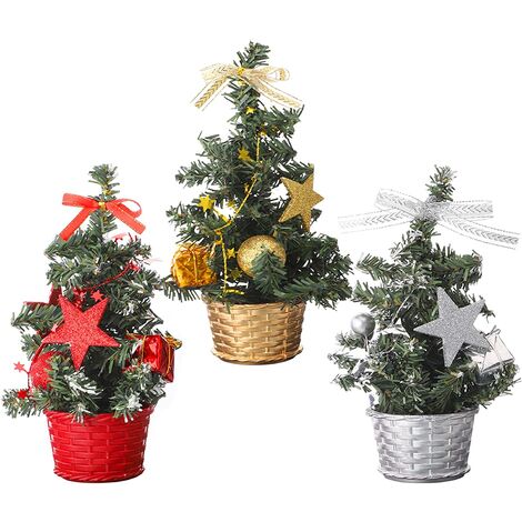 6 Pcs Sapin de Noël Miniature Mini Sapin de Noël Artificiel Mini Sisal Arbres avec Base en Bois Arbre de Noël Miniature Idéal pour Décoration Noël Chambre Loisir Créatif de Noël 4 Tailles