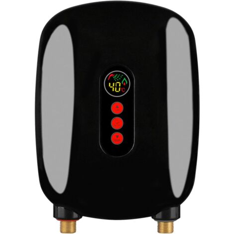 Mini scaldabagno elettronico, 6,5 kW, 220 V, scaldabagno con display LCD, per bagno e cucina (nero)