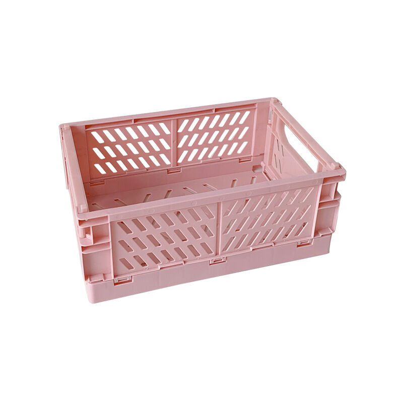 Image of Mini scatola pieghevole in plastica, custodia pieghevole, supporto da tavolo, cesto portaoggetti per cosmetici, casa, ufficio, 1 pc (rosa)