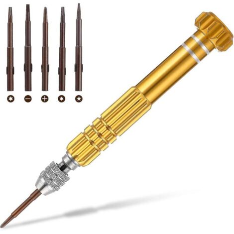 Mini-Schraubendreher-Set, 5-in-1 Multifunktionsschraubendreher, Schlitz- und Kreuzschlitzschraubendreher für Brillenreparaturen, kleines Schraubendreher-Set