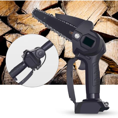 Mini scie à perche sans fil 2 en 1 sans fil, scie à chaîne sans balais de 15,2 cm avec 1 batteries, longue portée amovible, tronçonneuse électrique puissante pour la coupe du bois, la coupe des arbres
