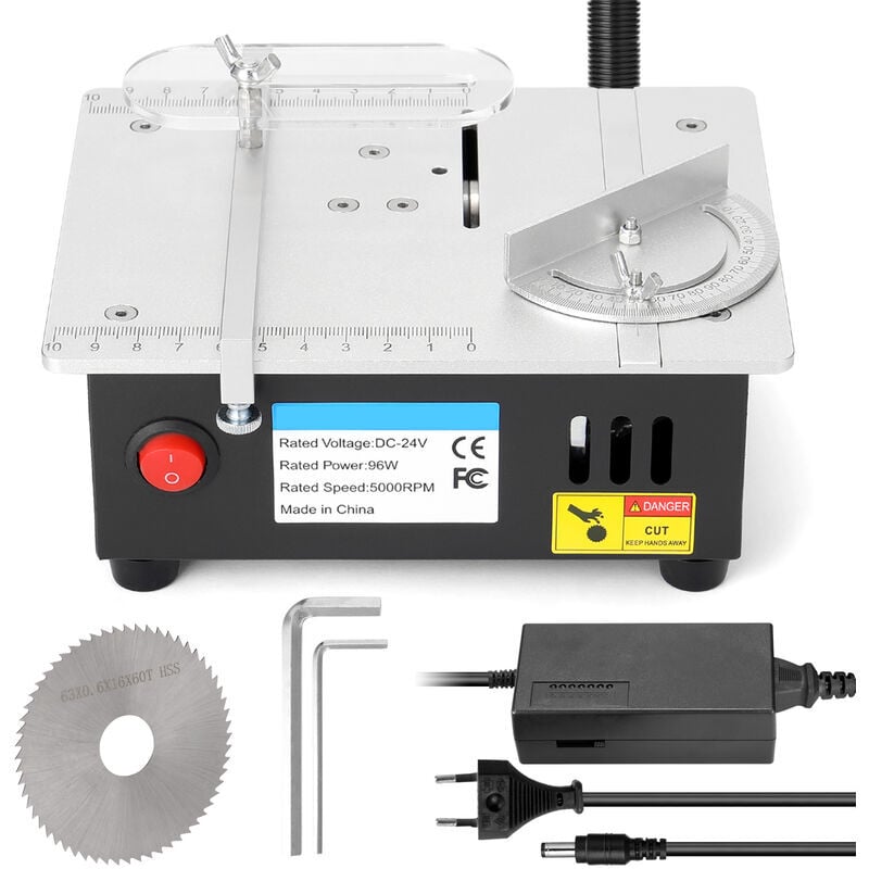 Aiperq - Mini Scie à Table Multifonctionnelle Mini Scie à Table en Alliage d'Aluminium diy Petit Cutter Alimentation à 7 Vitesses avec Fonction de