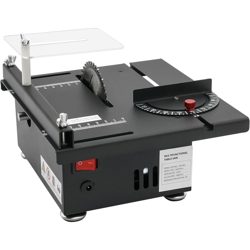 Mini Scie circulaire de Table, Précision réglable avec déflecteur pour bricolage, Bois artisanal, 7 vitesses, 200 w