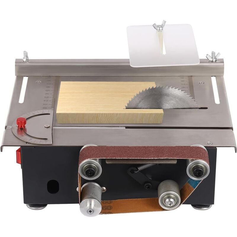 Gojoy - Mini scie de table 30 x 420 mm avec 10 bandes abrasives, 200 w Dual Motor Control Ponceuse à bande multifonction, Scie circulaire sur table