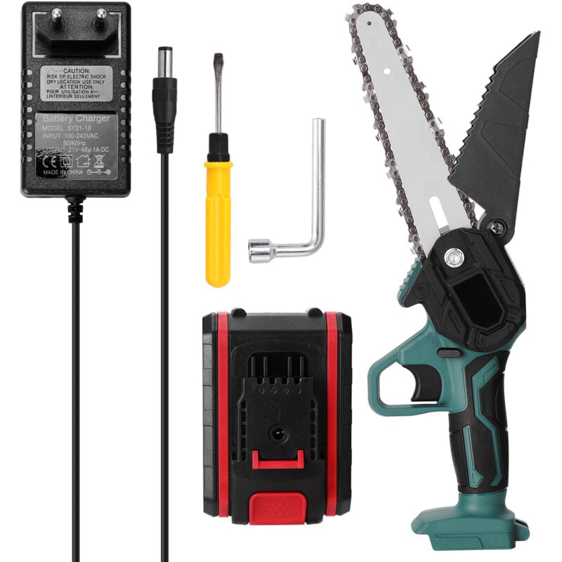 Mini scie électrique portative 21V, Rechargeable, petite tronçonneuse à bois, outil de travail du bois à une main pour pince de branche de verger de