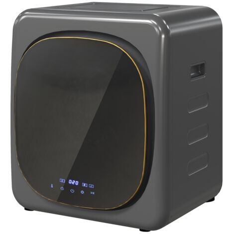 Mini sèche-linge 4 kg LED tactile, 6 programmes, séchage 60°C, compact mural ou pose libre, gris