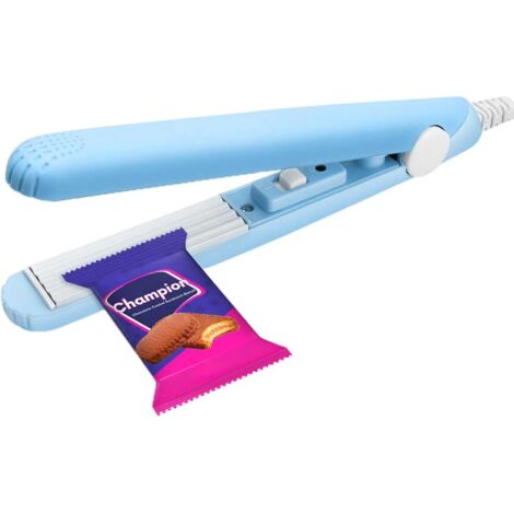 Mini selladora térmica para bolsas de alimentos, mini máquina selladora de bolsas portátil, lámina calefactora colgante Smart Control para almacenamiento hermético de alimentos (azul)