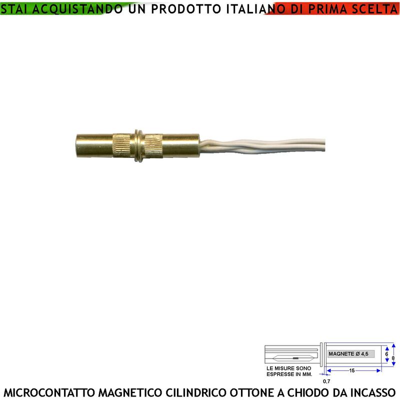 Mini Sensore Magnetico In Ottone Da Incasso Antifurto Finestre Infi...
