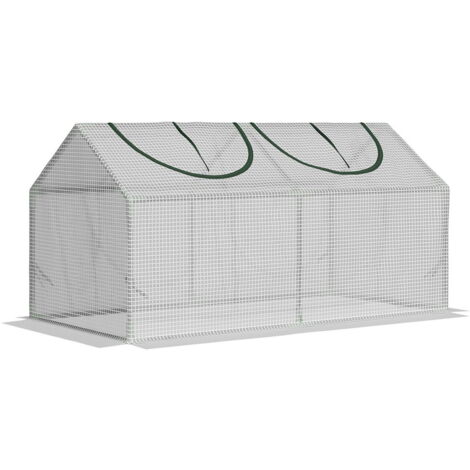 MINI SERRA DA GIARDINO CON 2 FINESTRE AVVOLGIBILI E COPERTURA PE ANTI-UV. 119X60X60CM. BIANCO