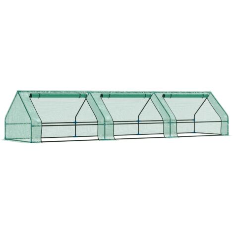 Mini Serra per Piante Impermeabile con 3 Ingressi Avvolgibili 400x100x80 cm Verde