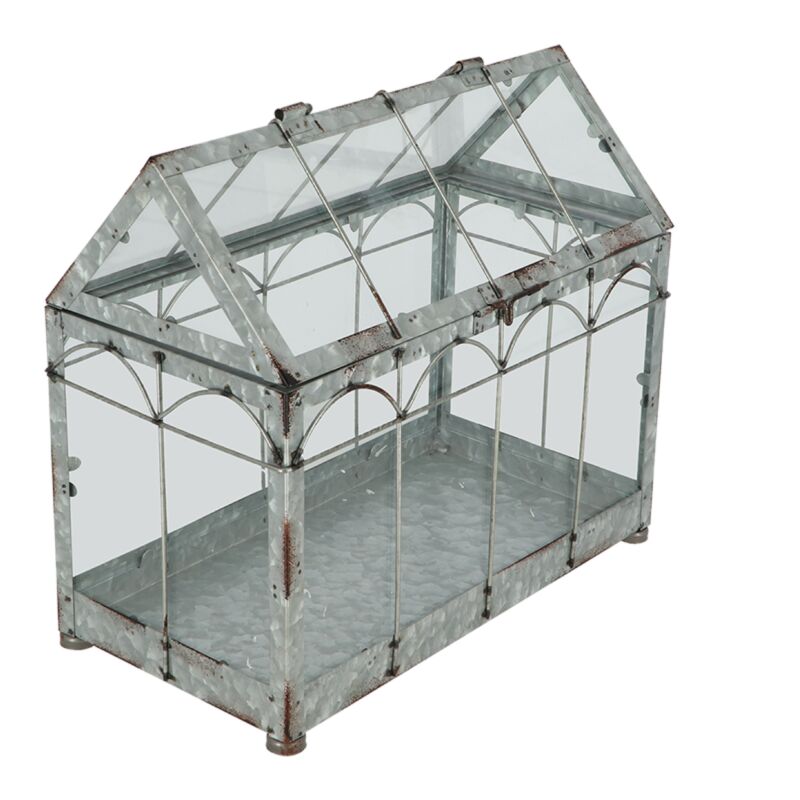 Esschert Design - Mini serre décorative en verre - Argenté - l 36,1 x h 37,7 cm - Livraison gratuite