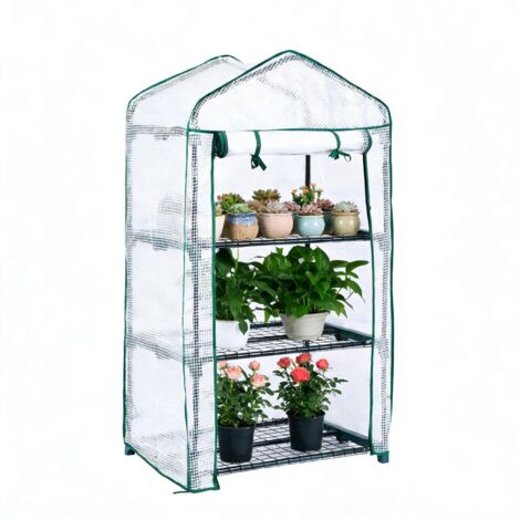 Mini-serre à 3 niveaux, bâche en PVC, sacs de culture, tente de serre de jardin, serre portable isolée, 70 × 50 × 128 cm, verte