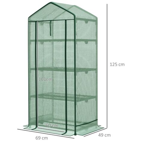 Mini serre à semis 3 étagères bâche plastique, porte enroulable pour potager et balcon