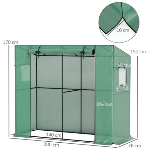 Mini serre adossée UV porte enroulable fenêtres filet, pour fleurs semis plantes et verdure
