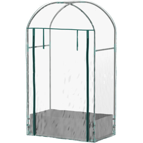 Mini serre balcon avec sac plantation et housse plastique renforcé, porte enroulable transparente