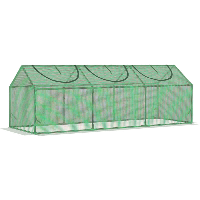Mini serre de jardin 180 x 60 x 60 cm 3 fenêtres acier thermolaqué pe vert