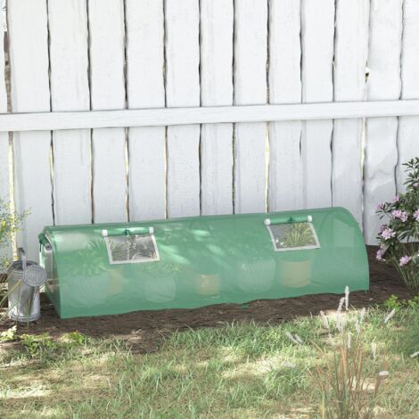 Mini Serre de Jardin mini serre tunnel à tomates 200 x 80 x 45 cm Acier PE Anti-UV 4 portes en filet enroulables vert