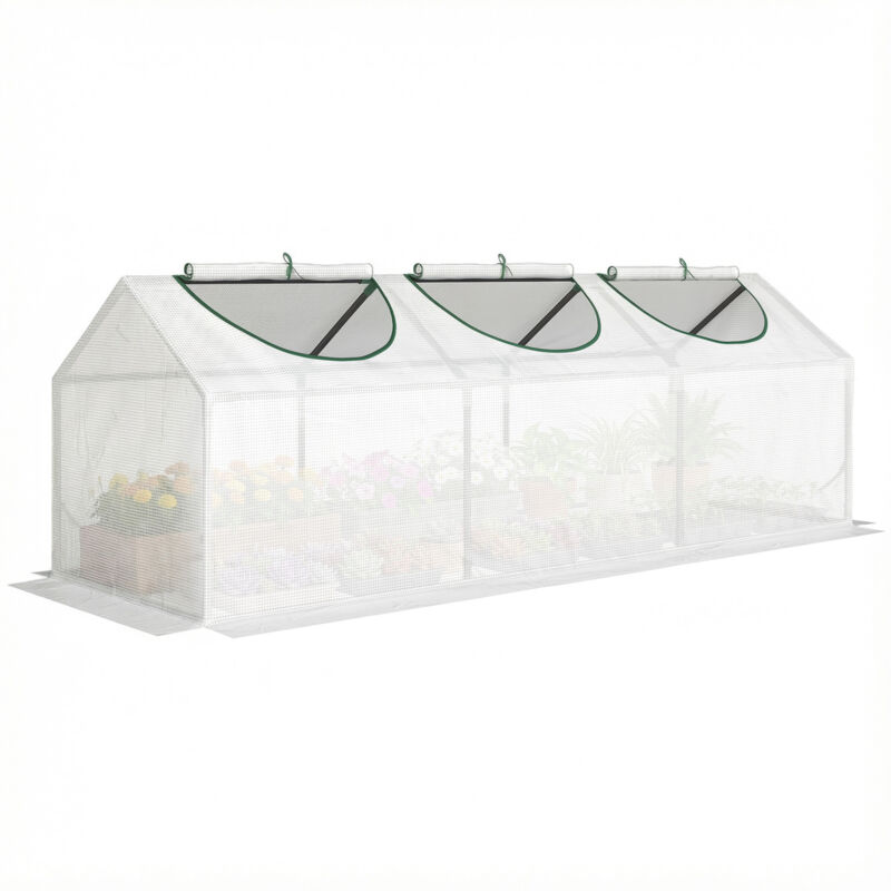Serre de jardin - Outsunny - 3 fenêtres - couverture en PE haute densité 140 g/m² - cadre en acier - 180 x 60 x 60 cm - blanc Serre de jardin - Outsunny - 3 fenêtres - couverture en PE haute densité 140 g/m² - cadre en acier - 180 x 60 x 60 cm - blanc