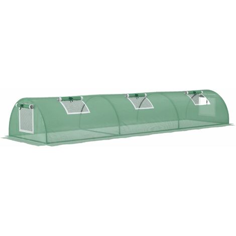 Mini serre de jardin serre à tomates dim. 300L x 80l x 45H cm acier PE 5 fenêtres zippées enroulables vert - Vert
