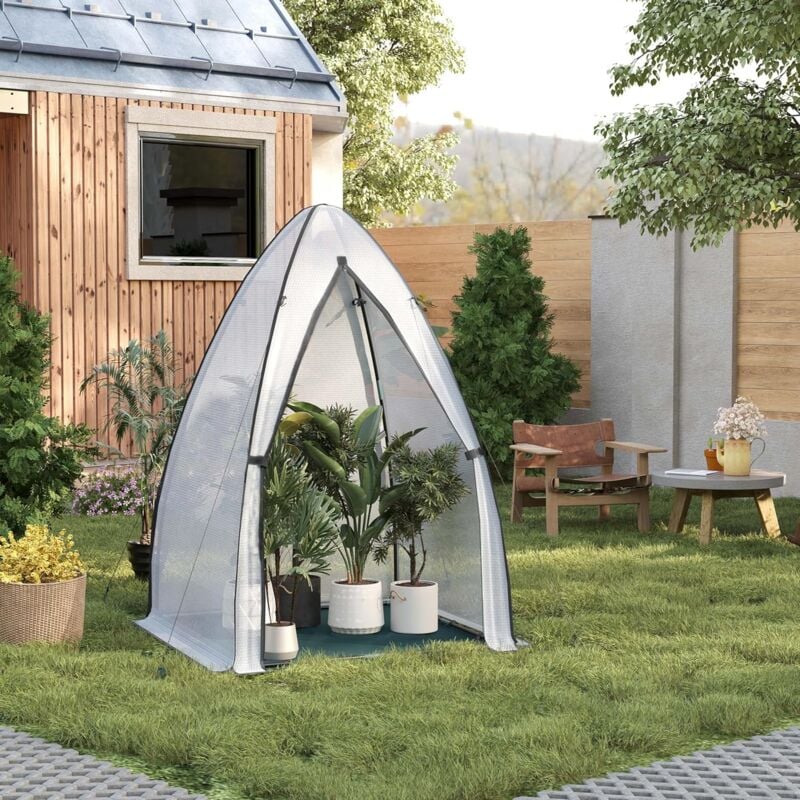 Woltu - Mini Serre de Jardin 120x120x180cm, Petite Tente en Film Double Face à Bulles d'air, Serre Demi-Transparent, Tapis Vert foncé