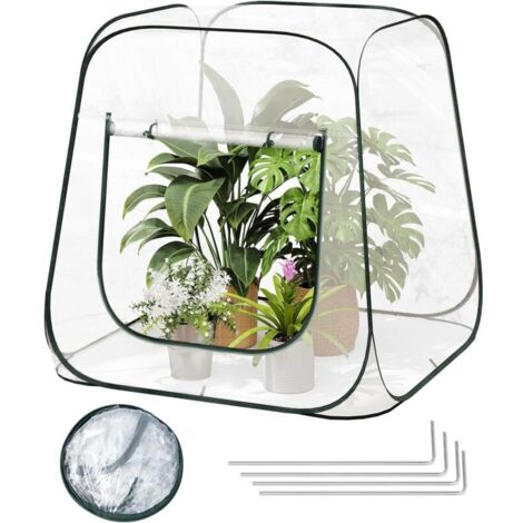 Mini Serre Pop-up en PVC Étanche – Serre de Jardin Portable pour Intérieur et Extérieur, 98 x 98 x 98 cm, Transparente, Idéale pour la Culture en Plein Air, la Conservation de l’Humidité en Été et l’I