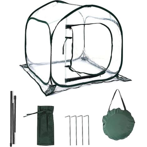Mini Serre Pop up Grow House, Couverture de Serre intérieure extérieure en PVC, Petit abri de Fleurs de Jardin Portable - 80 x 80 x 80 cm - RWMini serre et serre de balcon