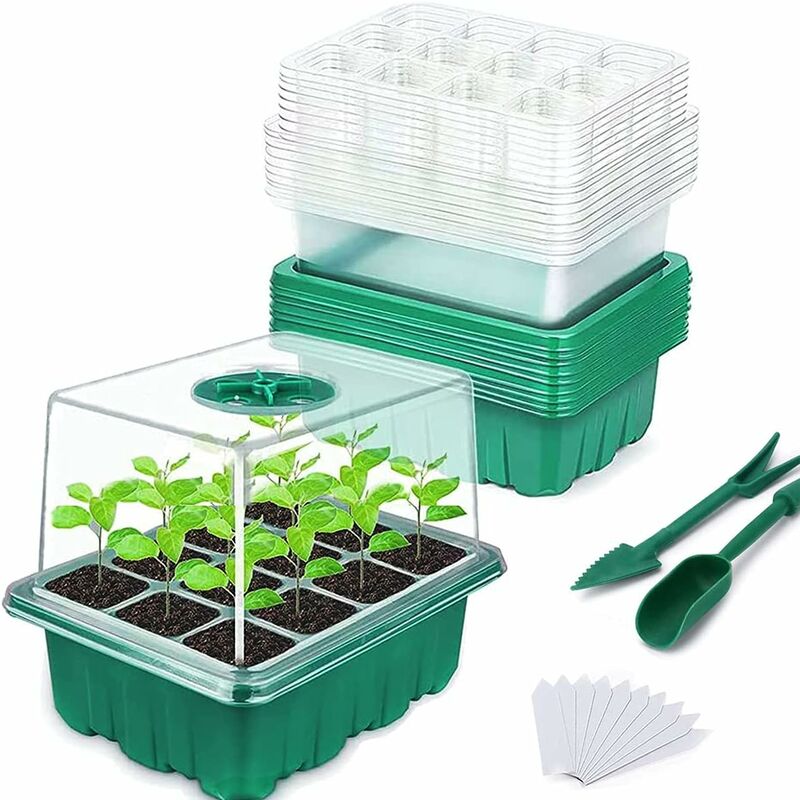 Mini Serre pour Plantes, 10 Pièces 120 Cellules Intérieure Plateau Semis avec couvercles rehaussés, Bac à semis Pépinière Boîte de Culture Durables,