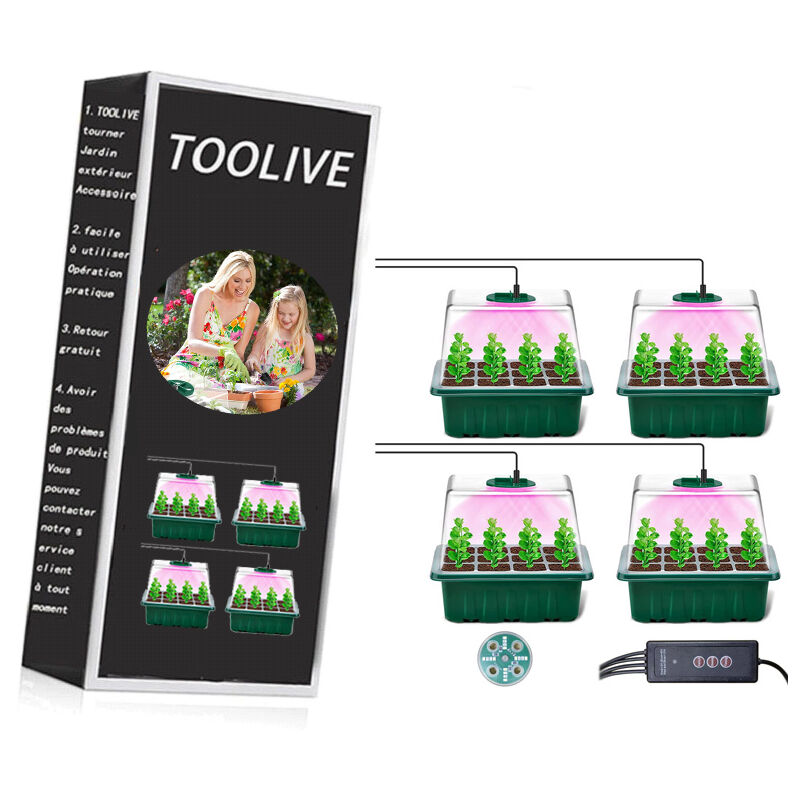 Mini Serre pour Plantes avec Lampe, 4 Pièces Serre Semis de Culture avec contrôleur de synchronisation luminosité réglable, épaissir Boite Semis avec
