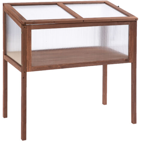 Mini serre surélevé pour jardin 90x50x93cm pour balcon et jardin, en bois de sapin et plaque PC