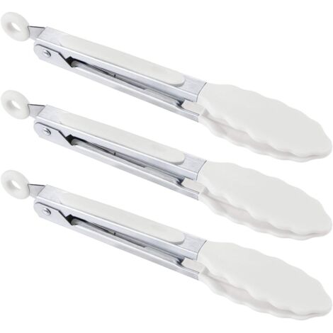 Mini-Servierzangen-Set aus Silikon, 18 cm (7 Zoll), Schneeweiß