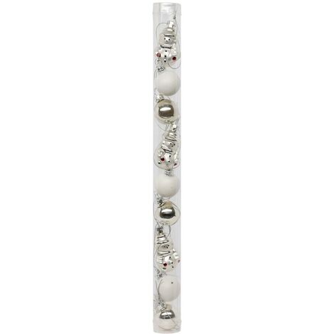 Mini set regalo natalizio pupazzo di neve vetro bianco argento - Feeric lights & christmas