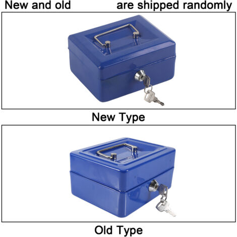 Mini-Sicherheitsbox aus Eisen mit Schlüssel, kleiner multifunktionaler Safe für Schmuck, Münzen und Bargeld, 6 Fächer, Maße 15 x 12 x 7,5 cm, Blau