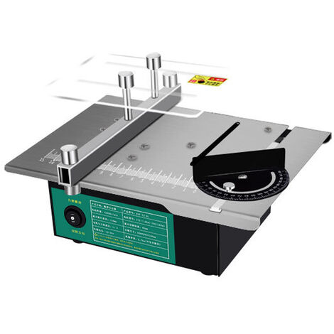 Mini sierra de mesa multifuncional Ángulo ajustable Sierras eléctricas de escritorio Herramienta de corte de bricolaje para el hogar Máquina de torno para trabajar la maderaMulticolor