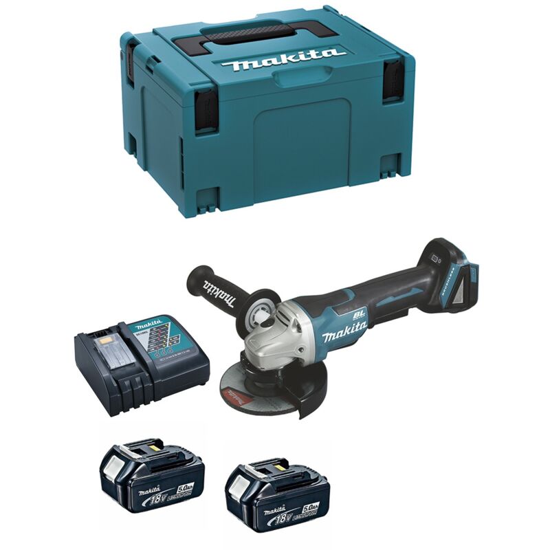 Mini-Smerigliatrice MAKITA DGA508RTJ (2 x 5,0 Ah + DC18RC + MAKPAC 3)