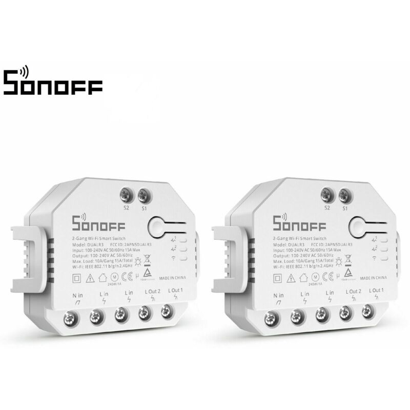 MINI SONOFF DUAL R3 2-Gang 2-Way Smart Light Switch 2 PIECES