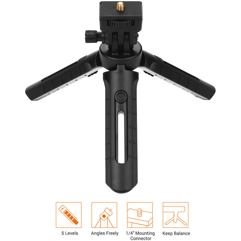 

Mini soporte plegable para tripode de mesa con tornillo de montaje de 1/4 de pulgada, 5 niveles ajustables para camara DSLR sin espejo, flash de luz