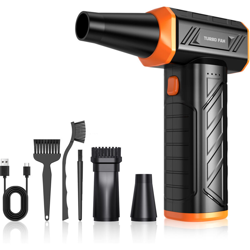 Mini Souffleur Air Comprimé Puissant, 3 Vitesses 130000 TR/Min Bombe Air Sec Dépoussiérant, Électrique 6000mAh LED Aspirateur Fil Souffleur pour