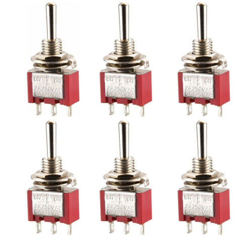 Mini-SPDT-Wippschalter (EIN)-AUS-(EIN) 2A 250V 6 Stück