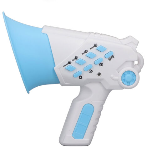 Mini-Spielzeug-Megafon für Kinder, lustiger Stimmverzerrer, hellblauer Kunststoff, Kostümspielzeug und Partyaccessoire.