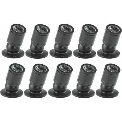 Mini Spot à LED Mini Spot Encastré Encastrable au Plafond 1W avec Pilote 100-265V AC pour Maison/Armoire à Vin/Armoire à Bijoux/Salon/Placard, 10pcs[Classe énergétique A+] (Noir, Lumière chaude)